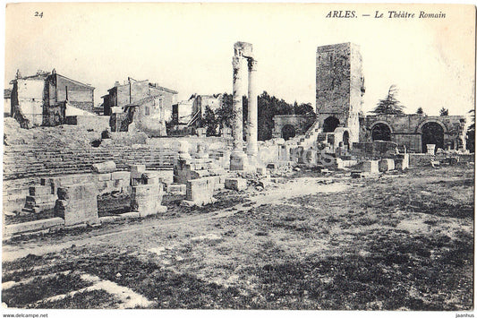 Arles - Le Theatre Romain - ancient - 24 - old postcard - France - unused - JH Postcards