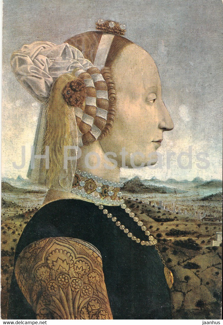 painting by Piero della Francesca - Battista Sforza Duchessa d'Urbino - Italian art - 1978 - Italy - used - JH Postcards