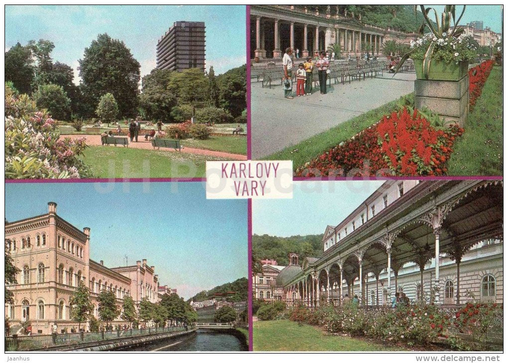 spa sanatorium Thermal - colonnade - Park Spring - Karlovy Vary - Karlsbad - Czechoslovakia - Czech - unused - JH Postcards