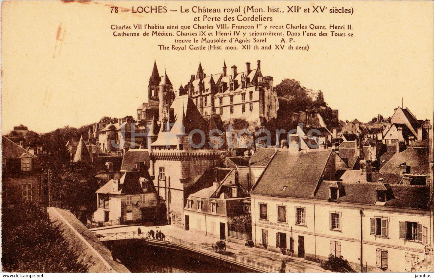 Loches - Le Chateau Royal et Porte des Cordeliers - 78 - old postcard - France - unused - JH Postcards
