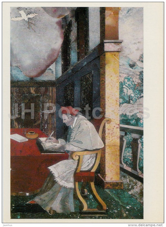 Plaque - St. Bonaventure - Florentine mosaic - Russia USSR - unused - JH Postcards