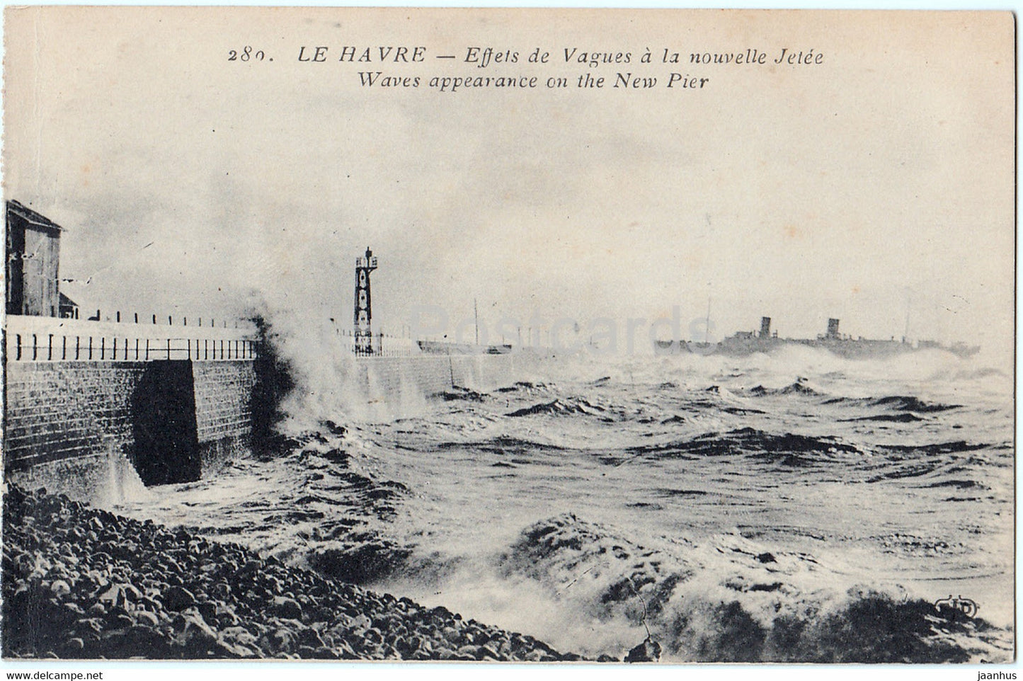 Le Havre - Effets des Vagues a la nouvelle Jetee - 280 - old postcard - France - unused - JH Postcards