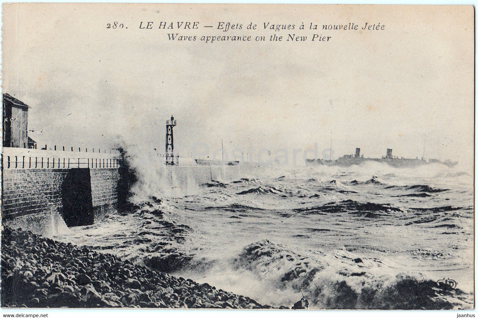 Le Havre - Effets des Vagues a la nouvelle Jetee - 280 - old postcard - France - unused - JH Postcards