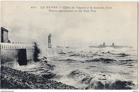 Le Havre - Effets des Vagues a la nouvelle Jetee - 280 - old postcard - France - unused - JH Postcards