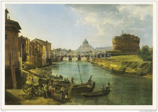 painting by S. Shchedrin - Castel Sant'Angelo . New Rome , 1823 - bridge - Russian art - 1984 - Russia USSR - unused - JH Postcards
