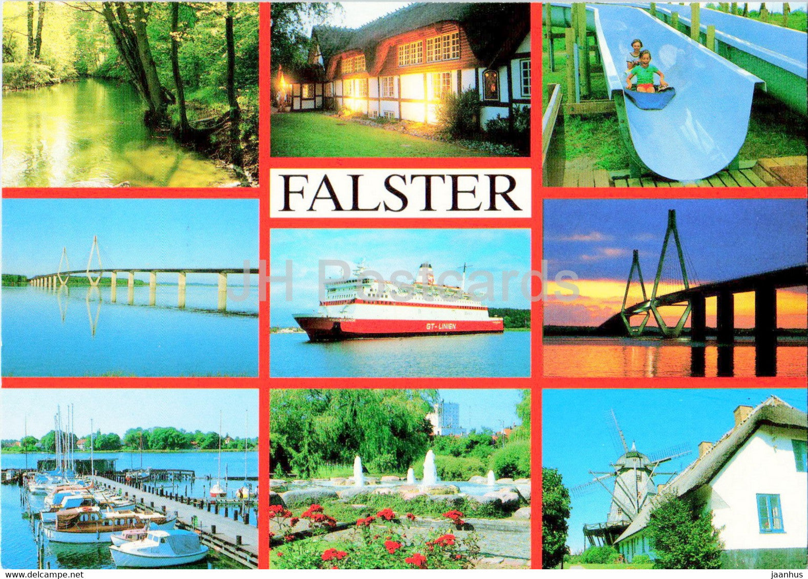 Falster - ship - boat - windmill - multiview - 1994 - Denmark - used - JH Postcards