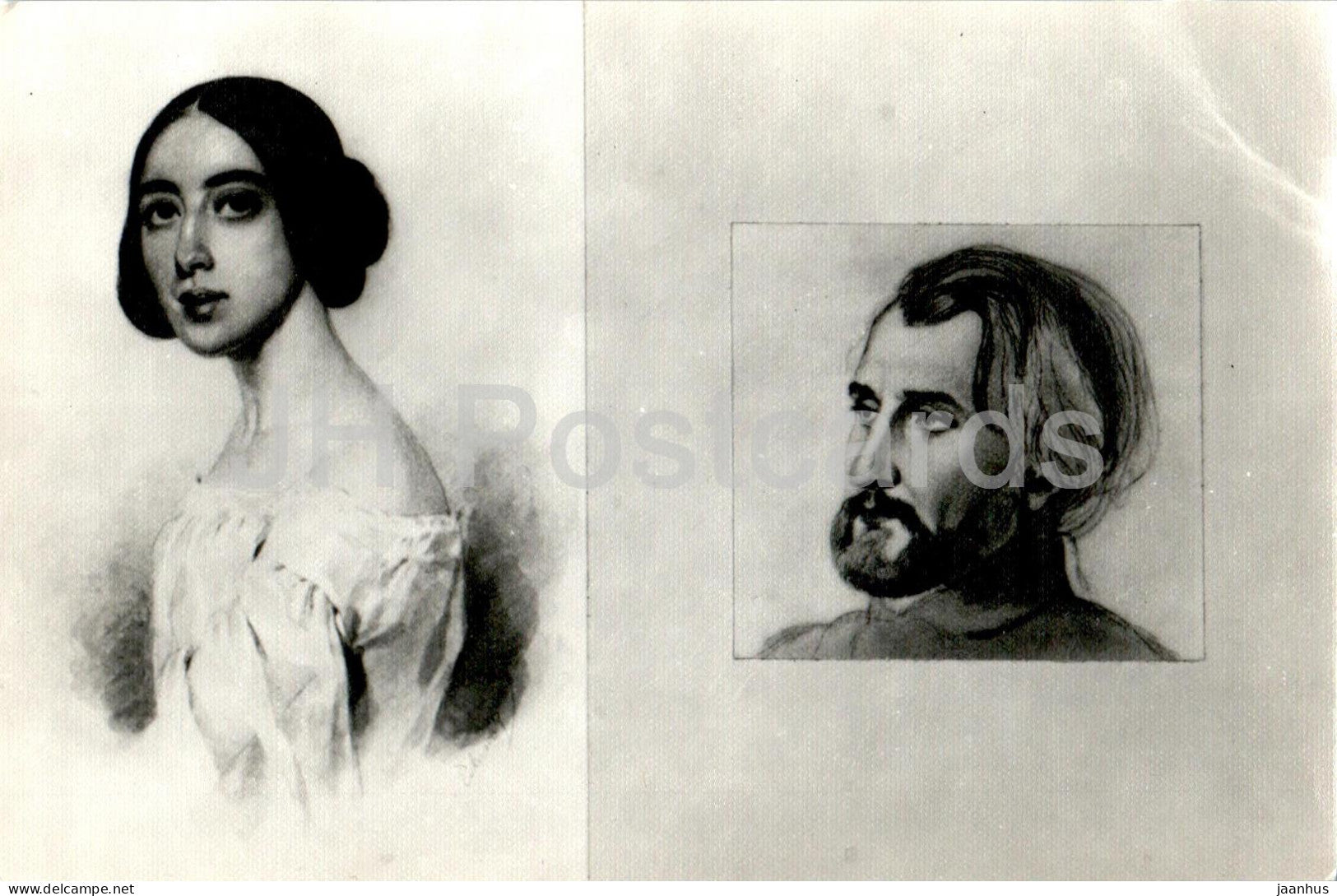 Russian writer Ivan Turgenev - Polina Viardo - drawing - 1984 - Russia USSR - unused