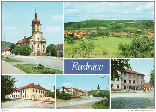 Radnice - Plzen - church - panorama - streets - Czechoslovakia - Czech - unused - JH Postcards