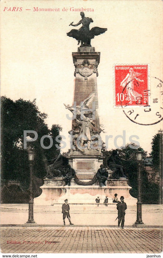 Paris - Monument de Gambetta - old postcard - 1909 - France - used - JH Postcards