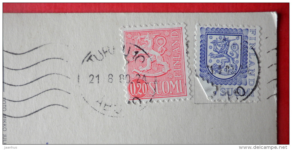 Goose - goslings - 590/99 - Särkänniemi - Tampere - Sweden - sent from Finland Turku to Estonia USSR 1980 - JH Postcards