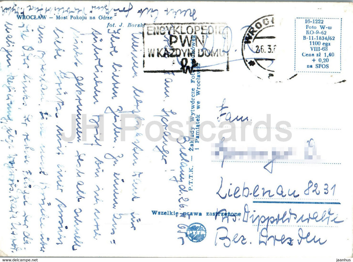 Wroclaw - Most Pokoju na Odrze - Peace Bridge on the Oder River - 1965 - Poland - used