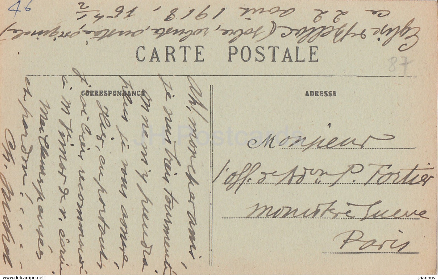 Environs de Bellac - Chateau de Bagnac - castle - old postcard - 1918 - France - used