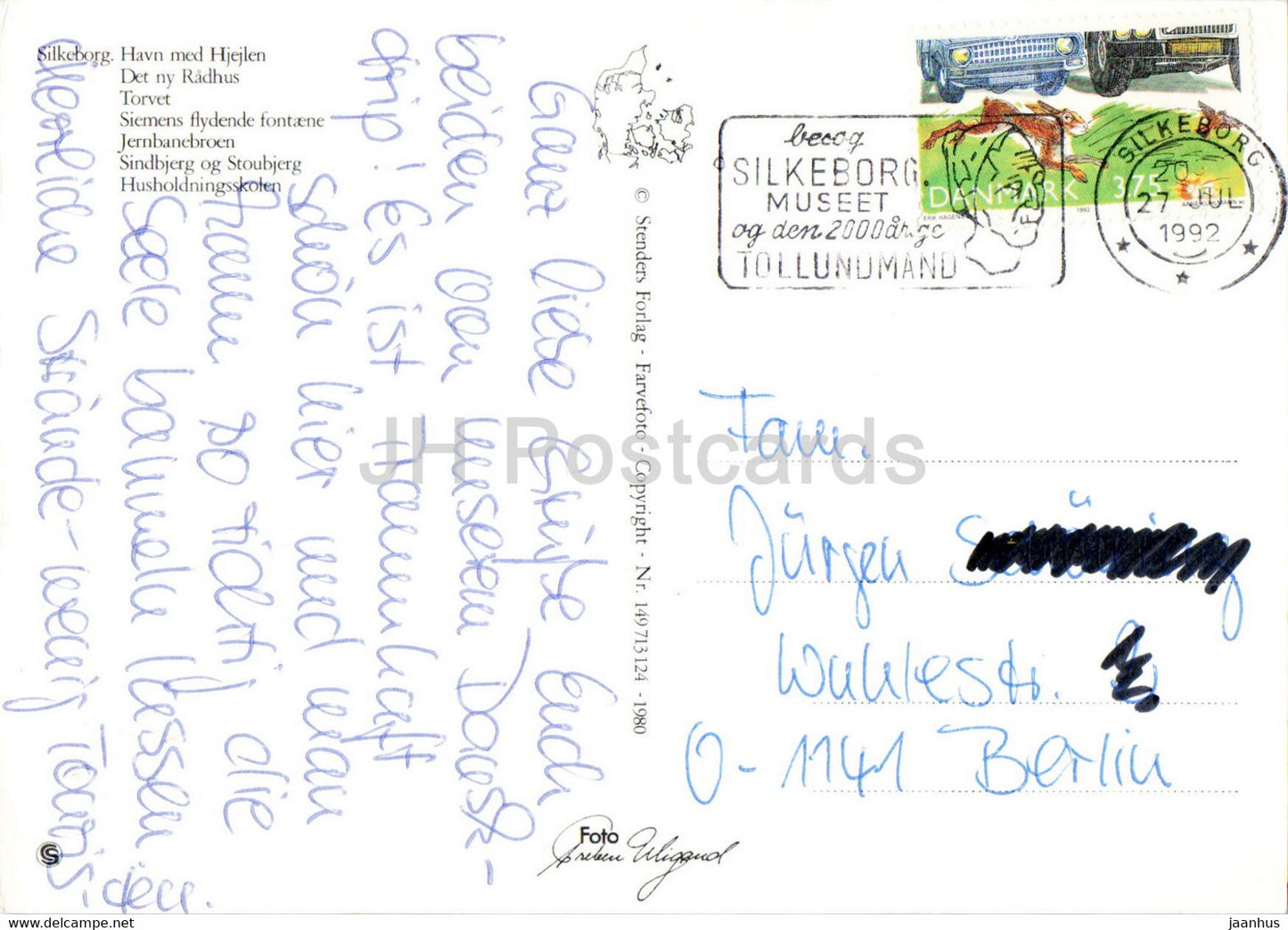 Silkeborg - Schiff - Stadtansichten - Rathaus - Sindbjerg - Stoubjerg - Dänische Flagge - 1992 - Dänemark - gebraucht