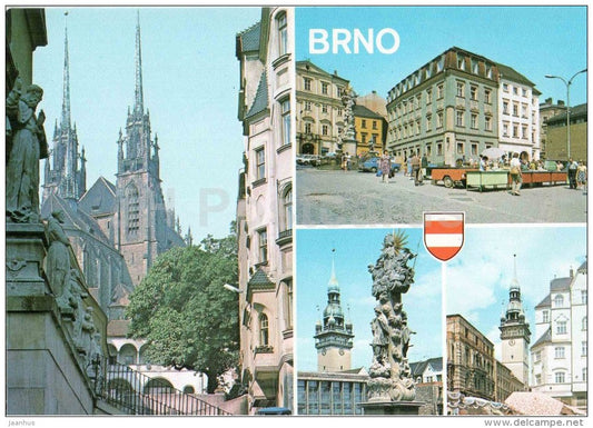 Brno - cathedral - market - church - Czechoslovakia - Czech - unused - JH Postcards