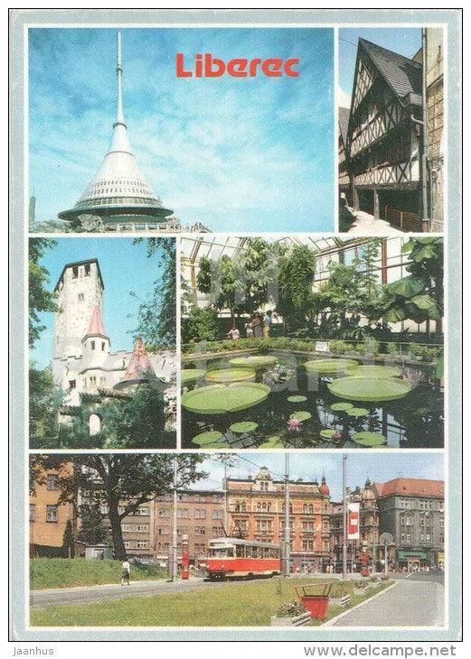 Liberec - Jested - botanical garden - Saldovo square - tram - Czechoslovakia - used - JH Postcards