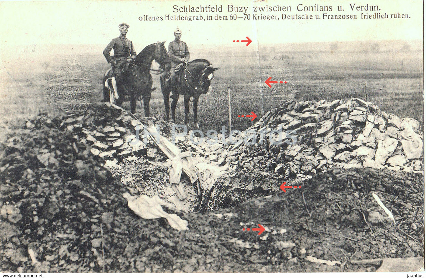 Schlachtfeld Buzy zwischen Conflans u Verdun - Offenes Heldengrab - Feldpost - old postcard - 1915 - France - used - JH Postcards