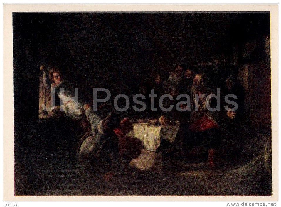 painting by G. Myasoyedov - Grigori Otrepiev flies from the Tavern - Russian art - 1961 - Russia USSR - unused - JH Postcards