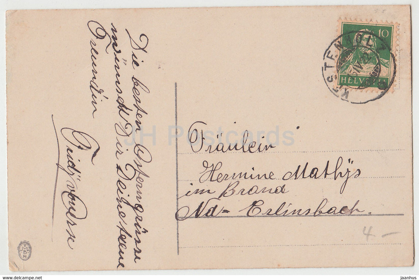 Ostergrußkarte - Ostergruße - Glocke - Blumen - MBM - alte Postkarte - 1922 - Deutschland - unbenutzt