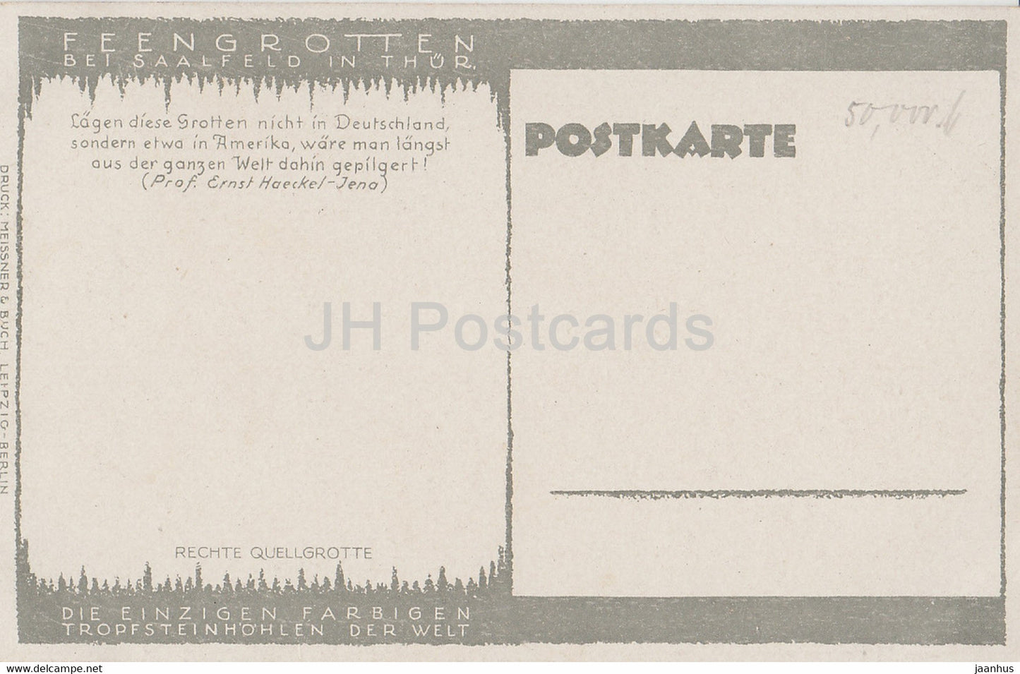 Feengrotten bei Saalfeld in Thur - Rechte Quellgrotte - cave - old postcard - Germany - unused