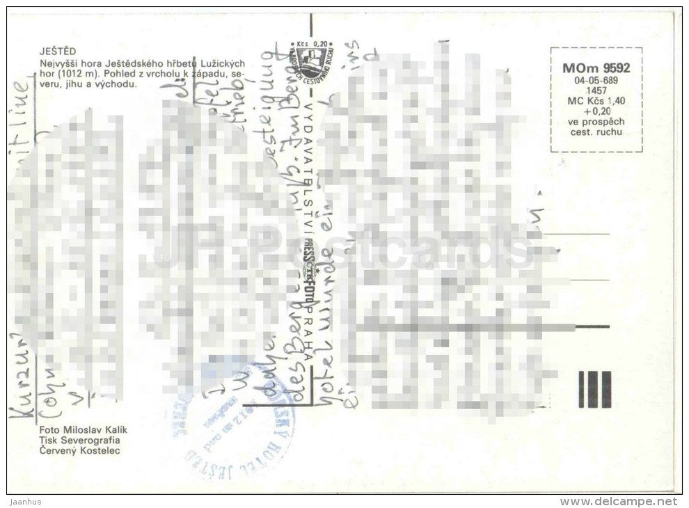 Liberec - Jested - botanical garden - Saldovo square - tram - Czechoslovakia - used - JH Postcards