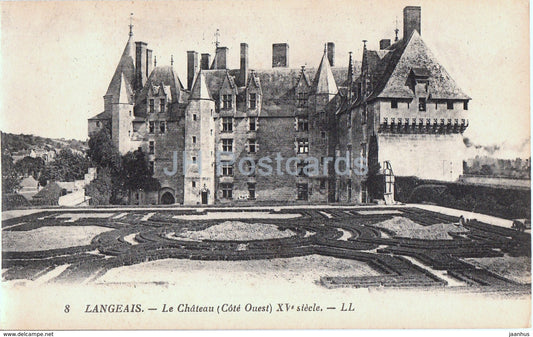 Langeais - Le Chateau - Cote Ouest - castle - 8 - old postcard - France - unused
