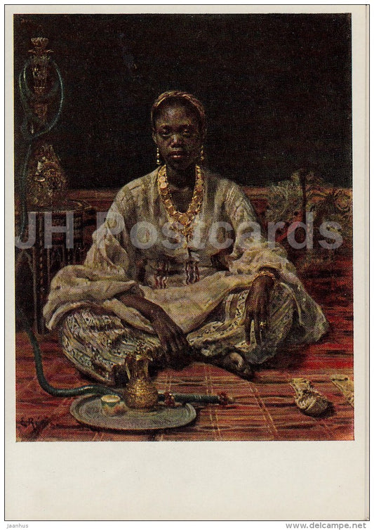 painting  by I. Repin - Black Woman , 1875 - waterpipe - Russian art - 1966 - Russia USSR - unused - JH Postcards