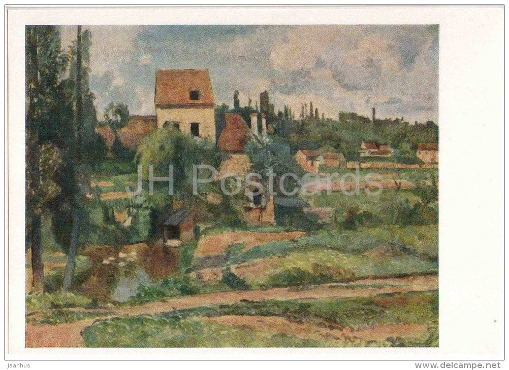 painting by Paul Cezanne - Mill on the Couleuvre at Pontoise , 1878 - french art - unused - JH Postcards