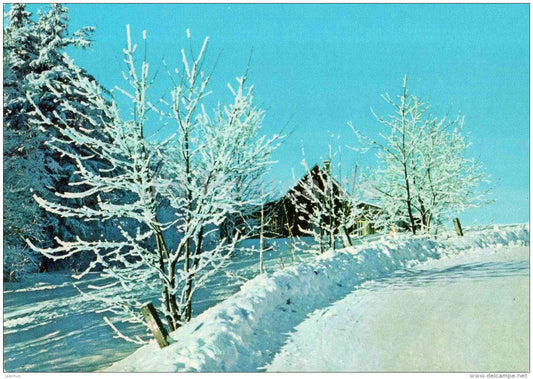 Christmas Greeting Card - winter - road - house - Germany - unused - JH Postcards