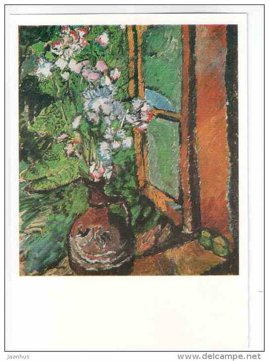 painting by V. E. Tatlin - Carnations - still life - russian art - unused - JH Postcards