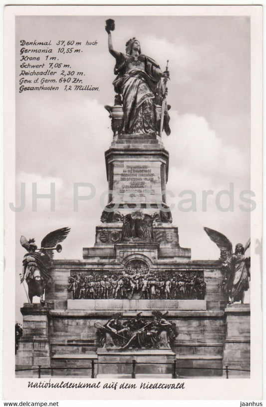 Nationaldenkmal auf dem Niederwald - old postcard - Germany - unused - JH Postcards