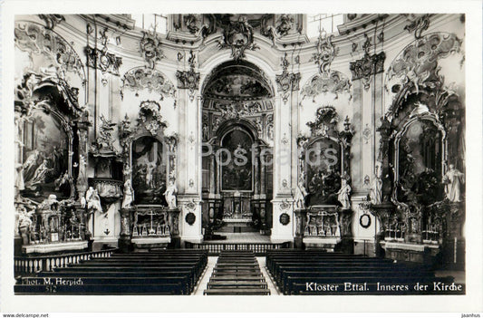 Kloster Ettal - Inneres der Kirche - church - monastery - old postcard - Germany - unused - JH Postcards