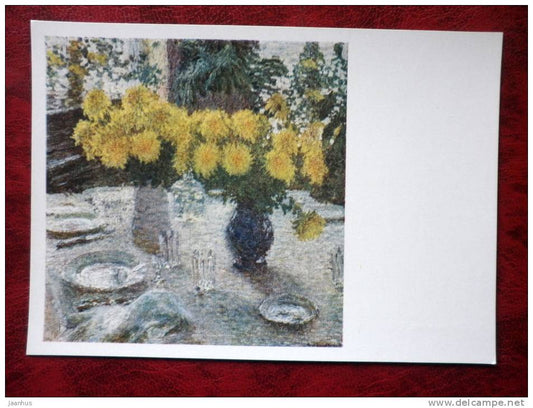 Painting by I. Grabar - chrysanthemum, 1905 - flowers - russian art - unused - JH Postcards