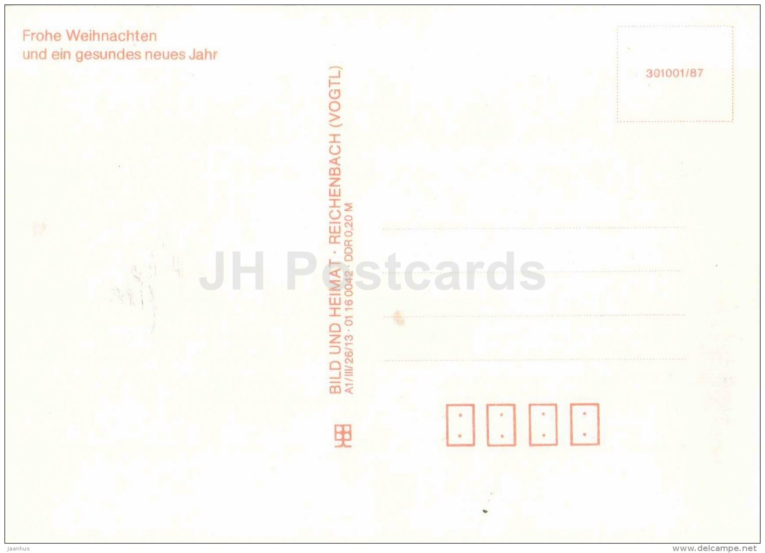 Christmas Greeting Card - winter - road - house - Germany - unused - JH Postcards