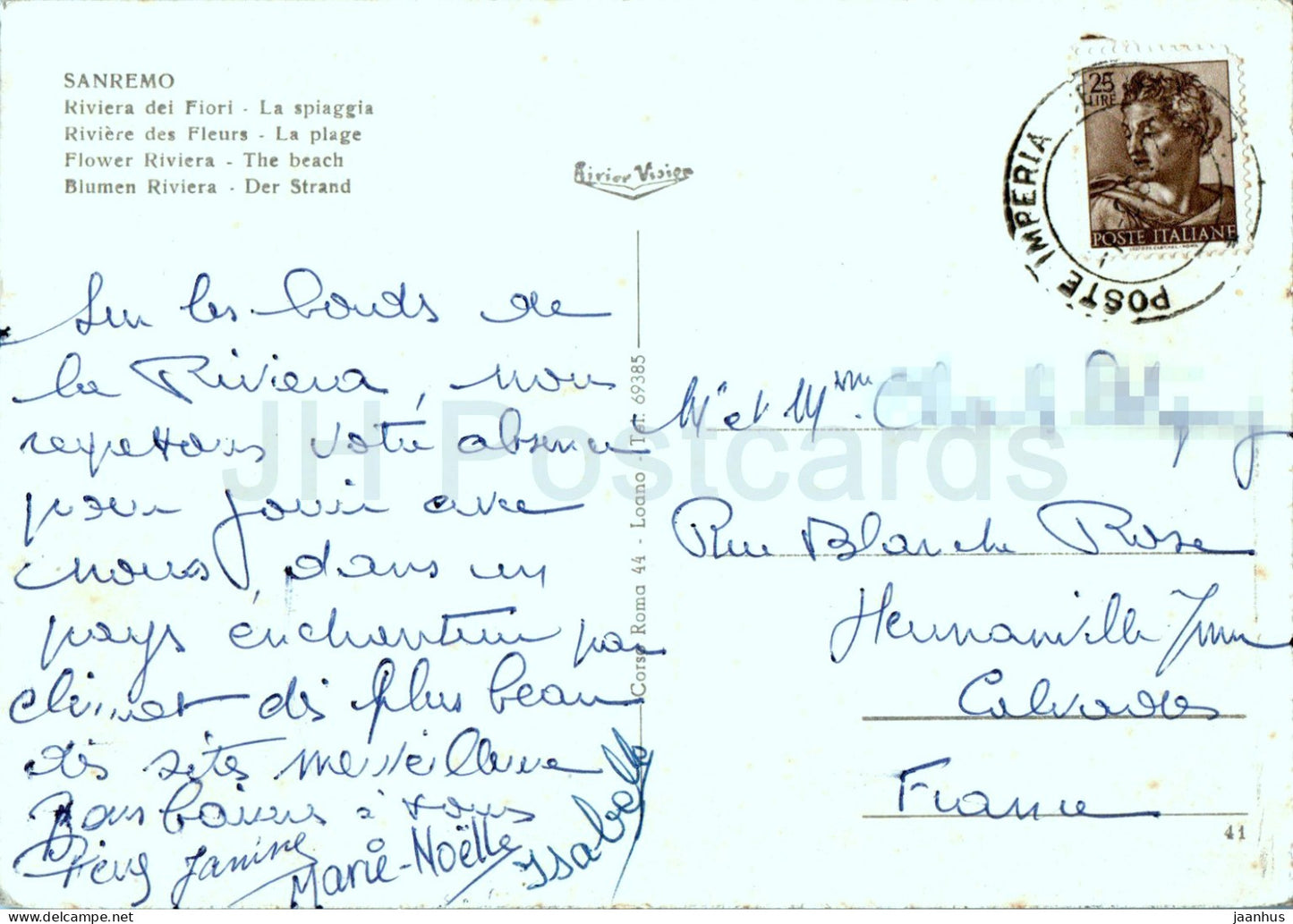 Sanremo - San Remo - Riviera dei Fiori - La Spiaggia - Flower Riviera The Beach - 41 - Italy - used