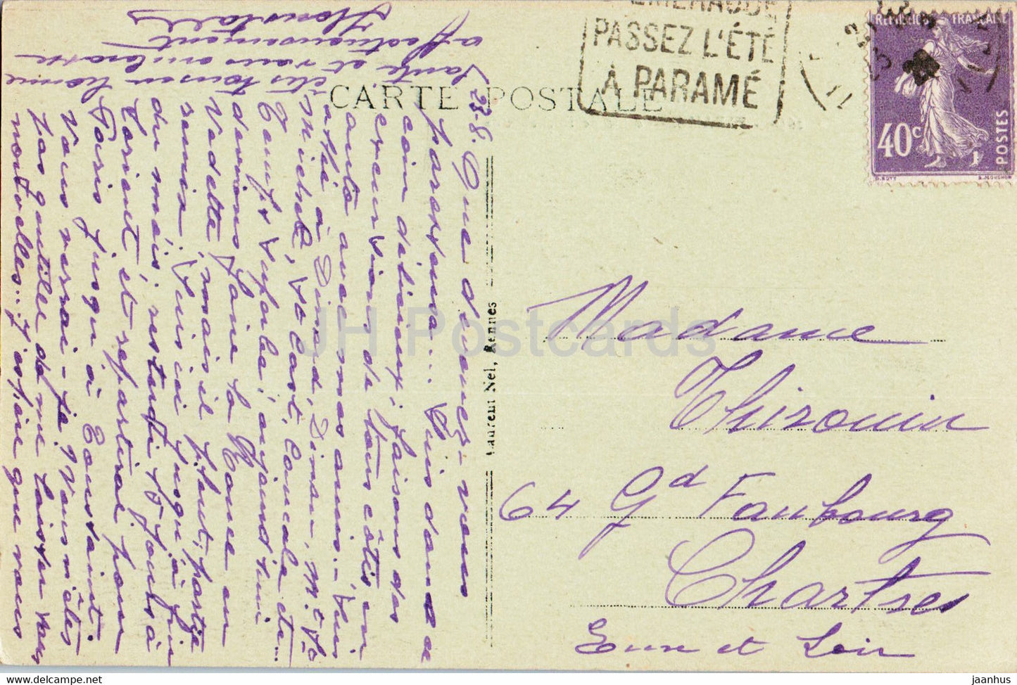Parame - Pointe de Rochebonne - Cote d'Emeraude - 2630 - old postcard - 1926 - France - used