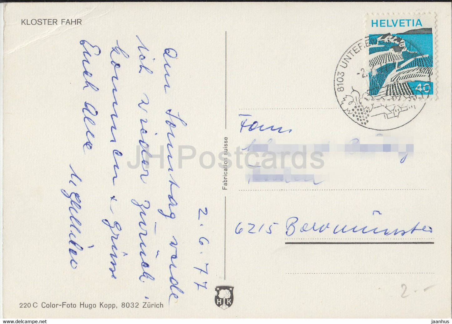 Kloster Fahr - 1977 - Suisse - occasion