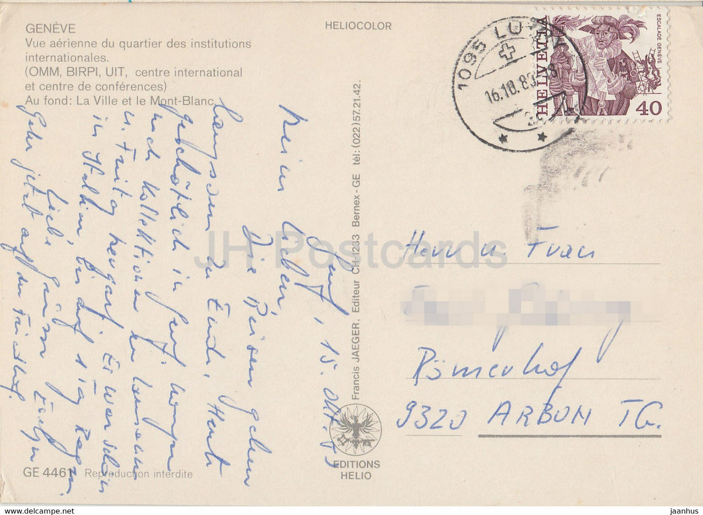Genève - Geneve - Vue aérienne du quartier des institutions internationales - 1980 - Suisse - occasion