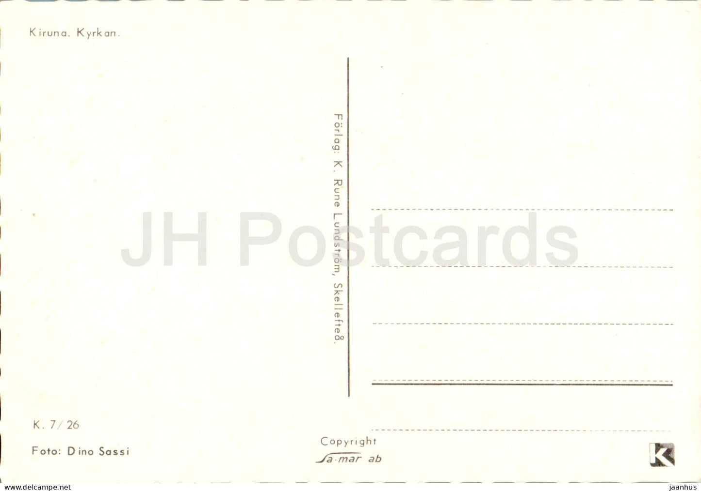 Kiruna - Kyrkan - église - 7/26 - Suède - inutilisé 
