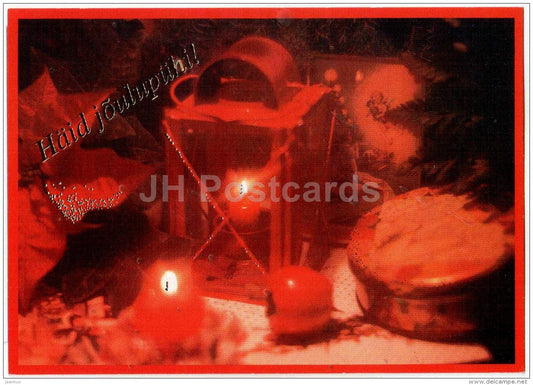 Christmas Greeting Card - candles - lantern - 1995 - Estonia - used in 1995 - JH Postcards
