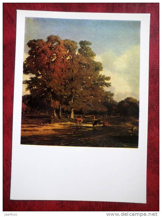 Painting by Jules Dupré - autumn landscape - art - unused - JH Postcards