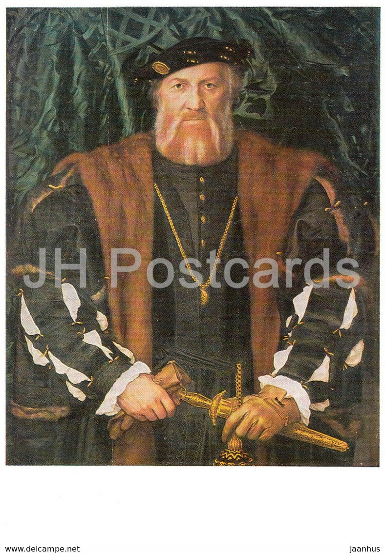 painting by Hans Holbein - Bildnis des Morette - 1 - German art - Germany DDR - unused - JH Postcards