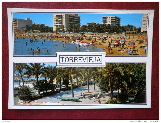 Torrevieja - Playa los Locos y paseo Vista Alegre - beach - Alicante - 1990 - Spain - used - JH Postcards