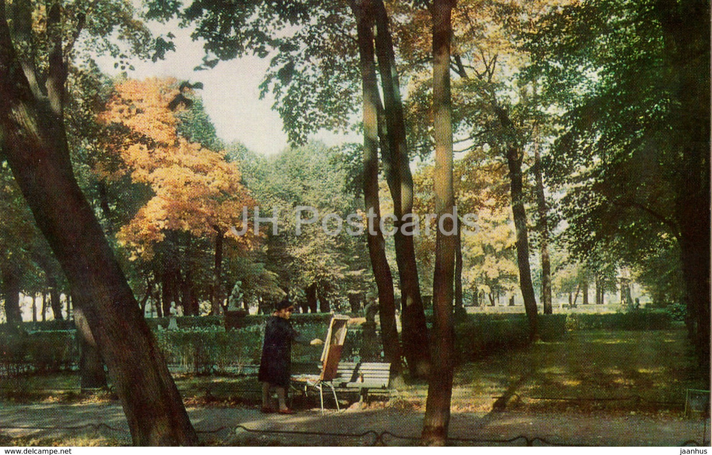 Leningrad - St. Petersburg - Summer Gardens - painter - artist - 1971 - Russia USSR - unused - JH Postcards