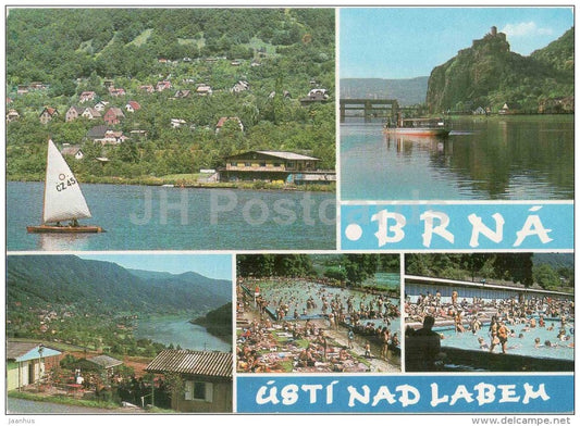 sailing boat - swimming pool - Brna - Usti nad Labem - Czechoslovakia - Czech - unused - JH Postcards