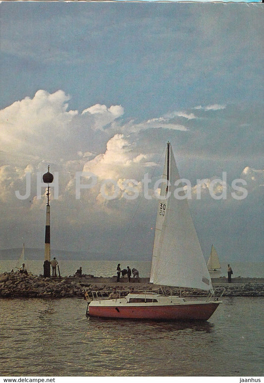Greetings from the lake Balaton - sailing boat - 1979 - Hungary - used - JH Postcards