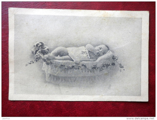 baby in the cradle - T. E. K.-Ü. Pikk 2 - 1920s-1930s - Estonia - unused - JH Postcards
