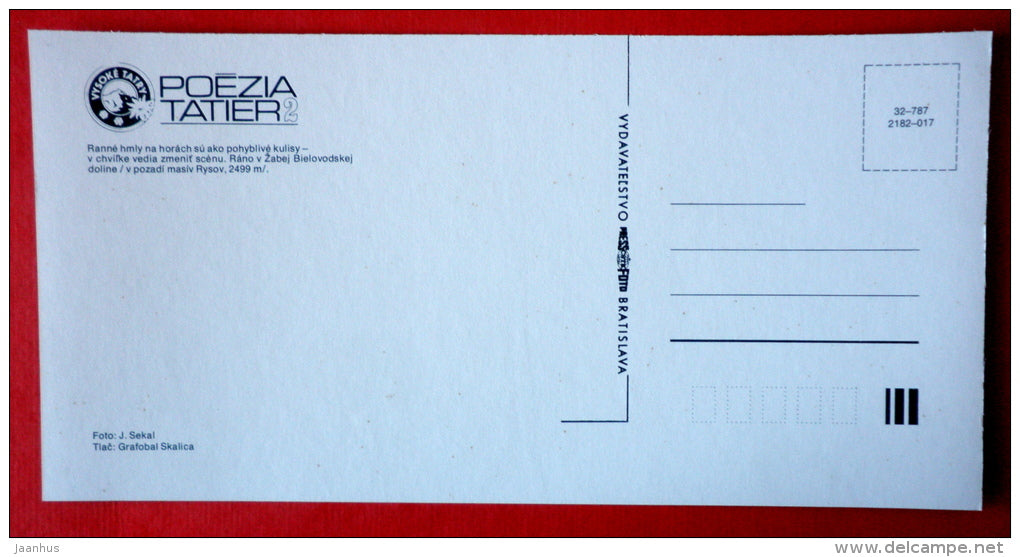 Rysov peak 2499 m - Tatra Mountains - Tatra Poetry - Czech Republic - Czechoslovakia - unused - JH Postcards