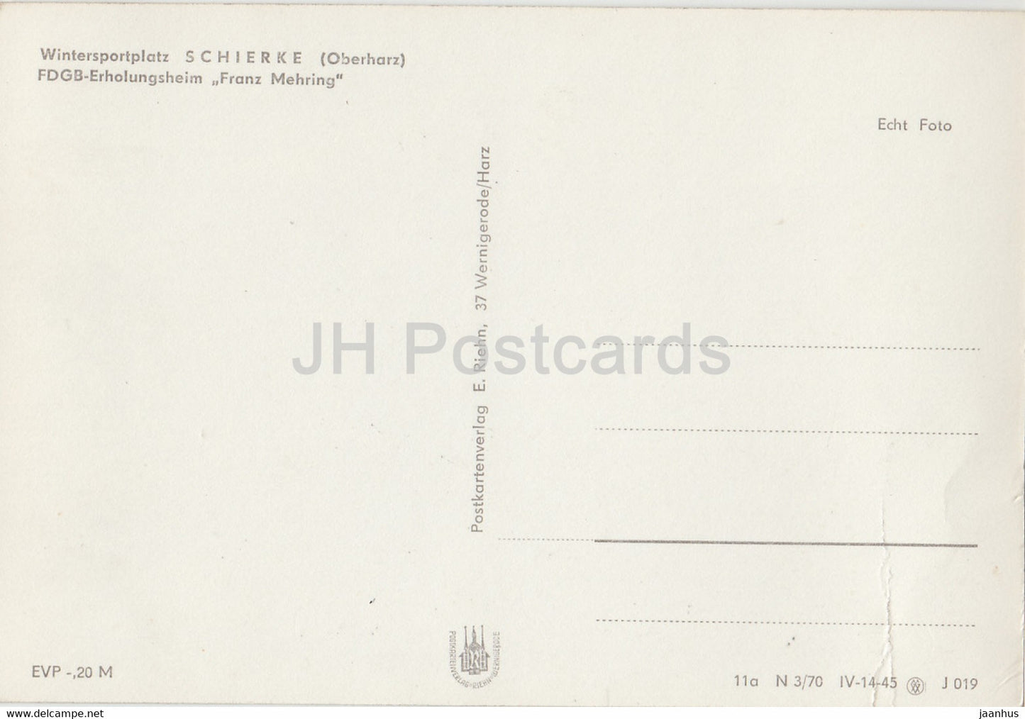 Wintersportplatz Schierke - FDGB Erholungsheim Franz Mehring - Allemagne DDR - inutilisé