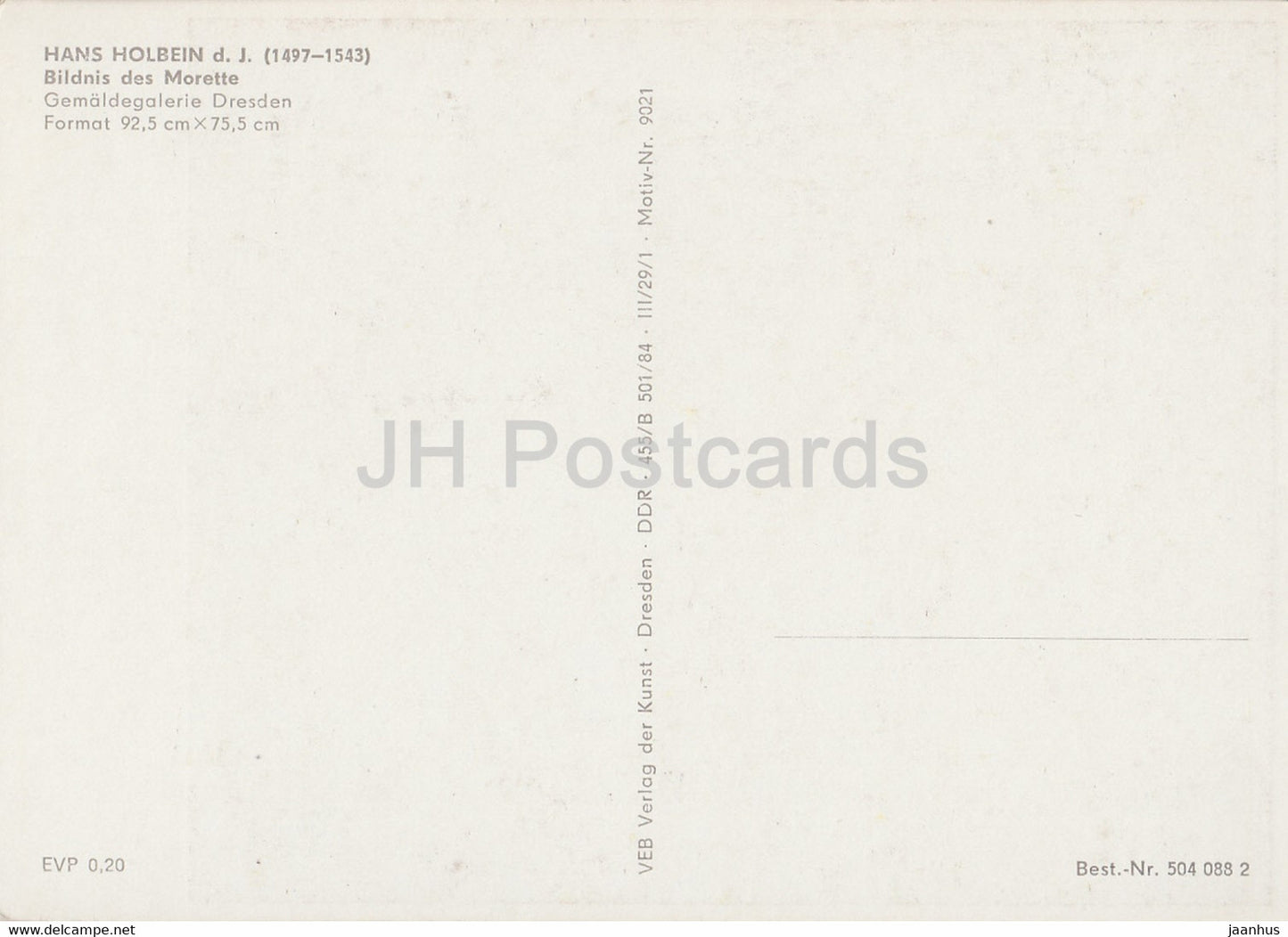 painting by Hans Holbein - Bildnis des Morette - 1 - German art - Germany DDR - unused