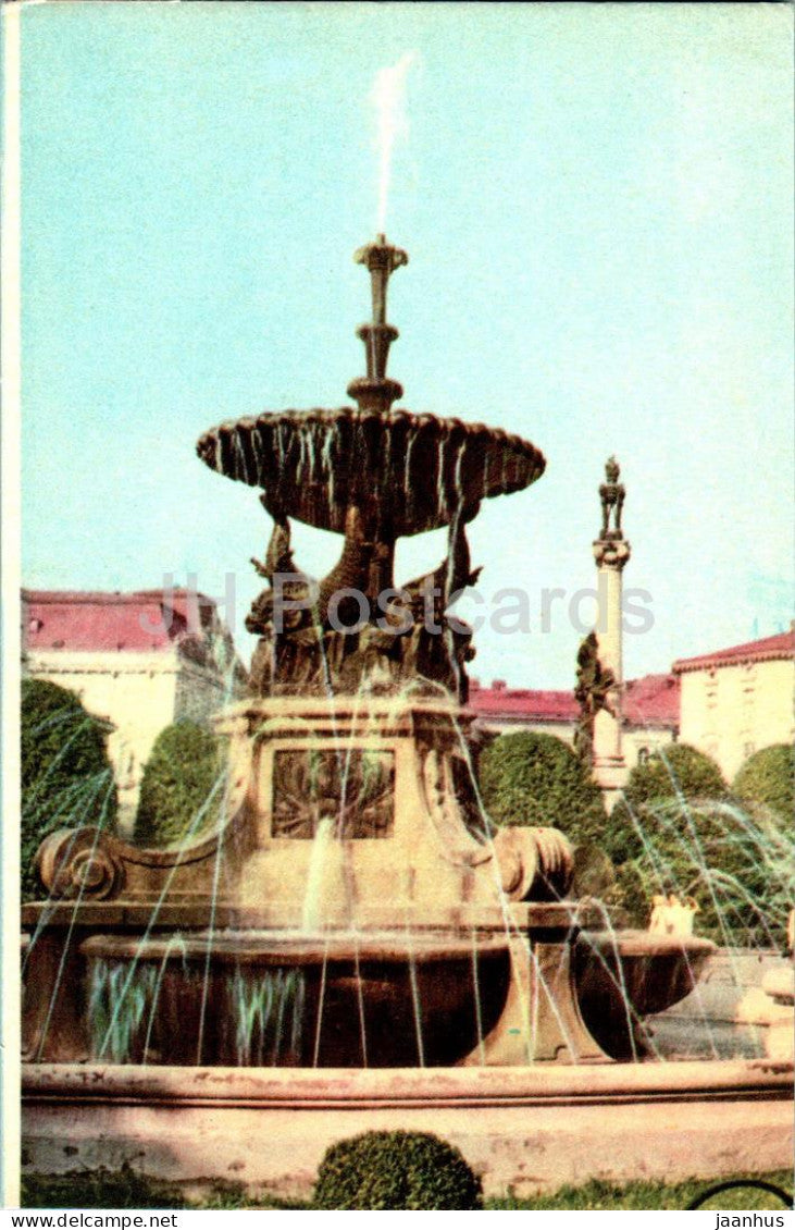 Lviv - Lvov - fountain at the Mickiewicz square - 1968 - Ukraine USSR - unused - JH Postcards